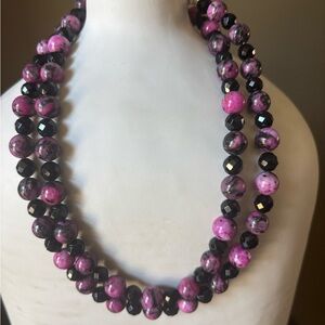 Jay King DTR Mine Finds Black Agate Fuchsia Tiger Eye Beaded 36"